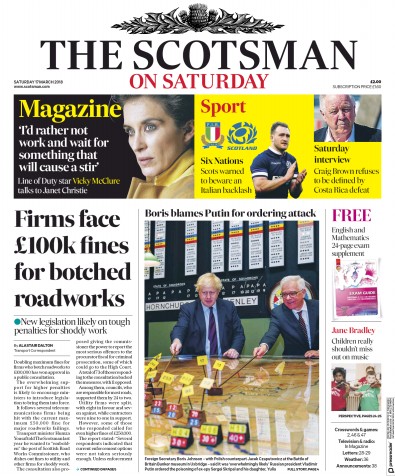 The Scotsman Newspaper Front Page (UK) for 17 March 2018