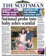 The Scotsman (UK) Newspaper Front Page for 17 April 2013