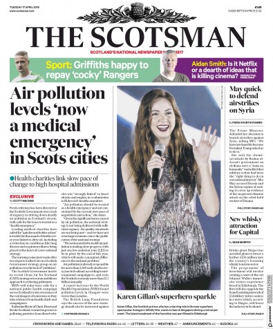 The Scotsman Newspaper Front Page (UK) for 17 April 2018
