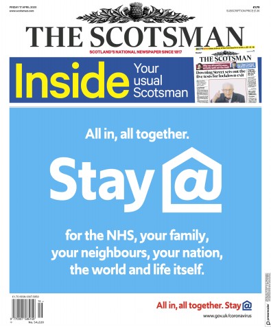 The Scotsman Newspaper Front Page (UK) for 17 April 2020