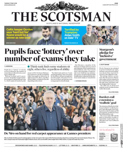The Scotsman Newspaper Front Page (UK) for 17 May 2016