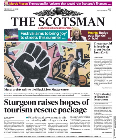The Scotsman Newspaper Front Page (UK) for 17 June 2020