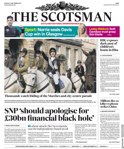 The Scotsman Newspaper Front Page (UK) for 17 September 2018