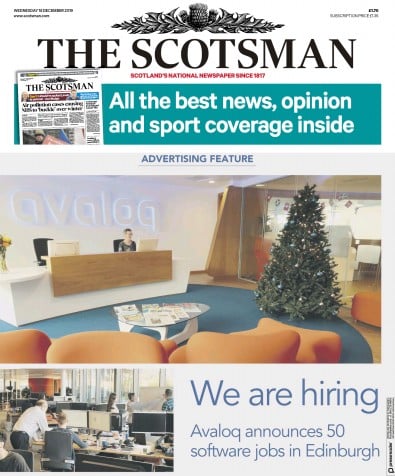 The Scotsman Newspaper Front Page (UK) for 18 December 2019