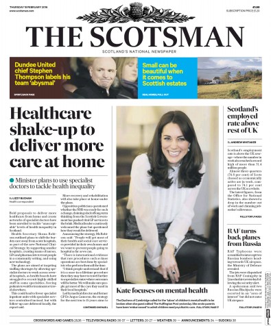 The Scotsman Newspaper Front Page (UK) for 18 February 2016