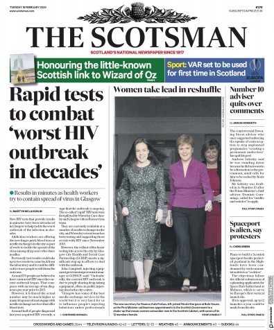 The Scotsman Newspaper Front Page (UK) for 18 February 2020