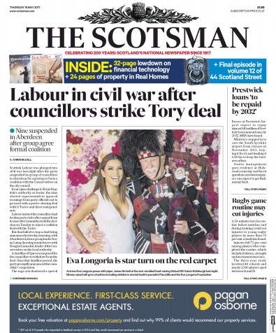 The Scotsman Newspaper Front Page (UK) for 18 May 2017