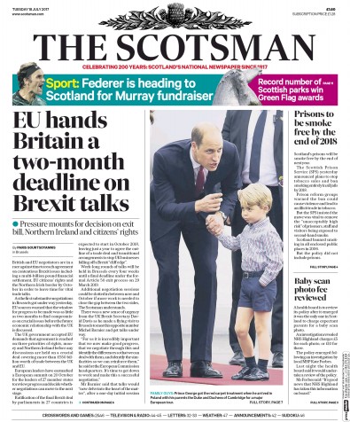The Scotsman Newspaper Front Page (UK) for 18 July 2017