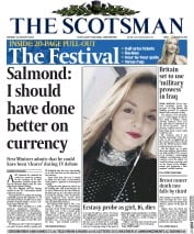 The Scotsman Newspaper Front Page (UK) for 18 August 2014