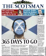 The Scotsman (UK) Newspaper Front Page for 18 September 2013