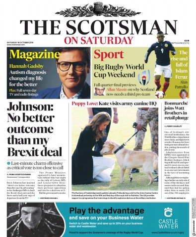 The Scotsman Newspaper Front Page (UK) for 19 October 2019
