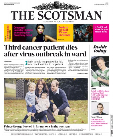 The Scotsman Newspaper Front Page (UK) for 19 December 2015