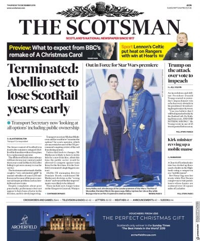 The Scotsman Newspaper Front Page (UK) for 19 December 2019