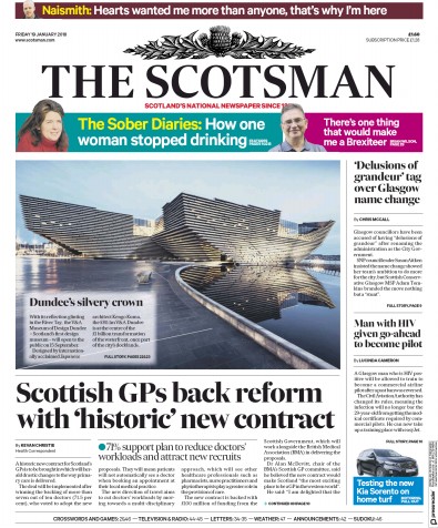 The Scotsman Newspaper Front Page (UK) for 19 January 2018