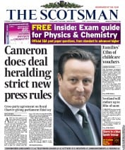 The Scotsman (UK) Newspaper Front Page for 19 March 2013