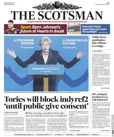 The Scotsman Newspaper Front Page (UK) for 19 May 2017