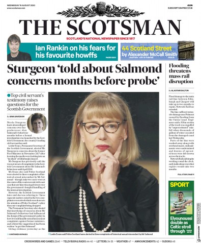 The Scotsman Newspaper Front Page (UK) for 19 August 2020