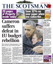 The Scotsman (UK) Newspaper Front Page for 1 November 2012