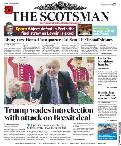 The Scotsman Newspaper Front Page (UK) for 1 November 2019