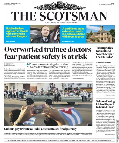 The Scotsman Newspaper Front Page (UK) for 1 December 2016