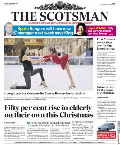 The Scotsman Newspaper Front Page (UK) for 1 December 2017