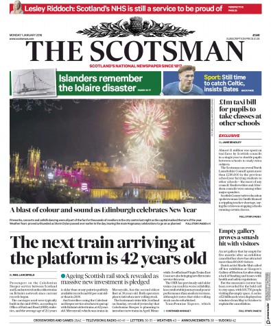 The Scotsman Newspaper Front Page (UK) for 1 January 2018