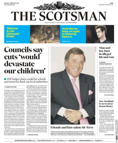 The Scotsman Newspaper Front Page (UK) for 1 February 2016