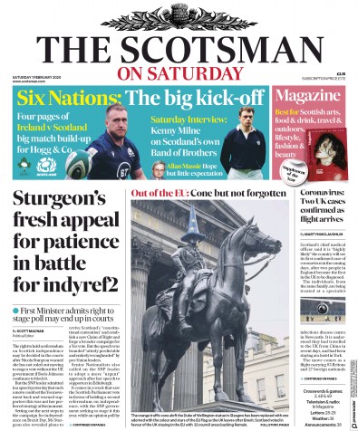 The Scotsman Newspaper Front Page (UK) for 1 February 2020