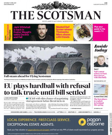 The Scotsman Newspaper Front Page (UK) for 1 April 2017
