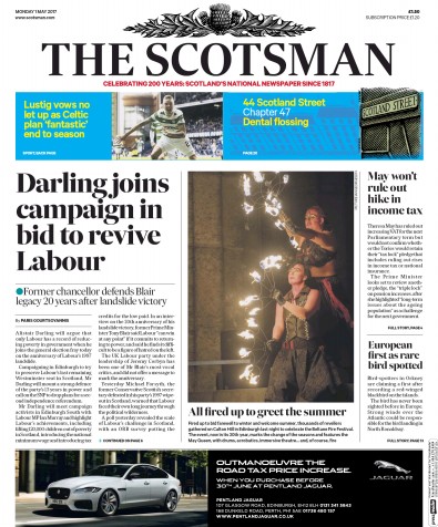 The Scotsman Newspaper Front Page (UK) for 1 May 2017