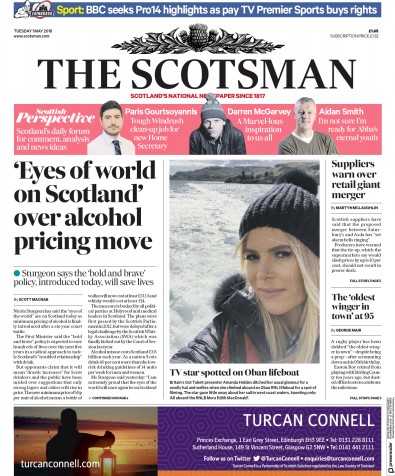 The Scotsman Newspaper Front Page (UK) for 1 May 2018