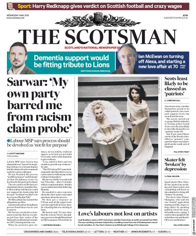 The Scotsman Newspaper Front Page (UK) for 1 May 2019