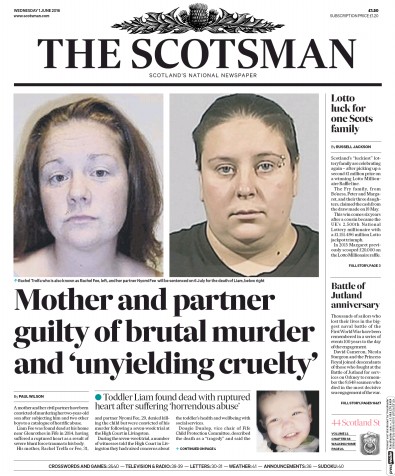The Scotsman Newspaper Front Page (UK) for 1 June 2016