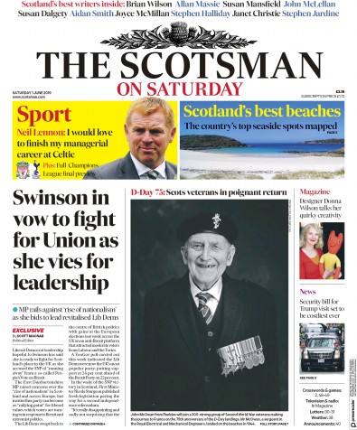 The Scotsman Newspaper Front Page (UK) for 1 June 2019