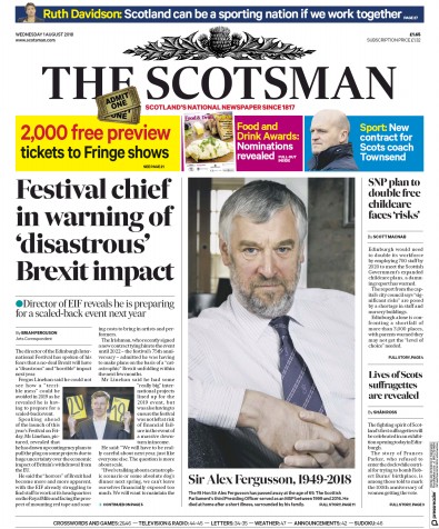 The Scotsman Newspaper Front Page (UK) for 1 August 2018