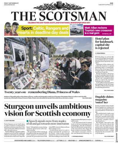 The Scotsman Newspaper Front Page (UK) for 1 September 2017