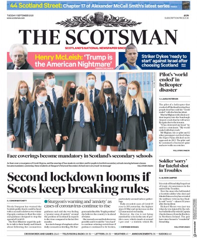 The Scotsman Newspaper Front Page (UK) for 1 September 2020