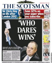 The Scotsman Newspaper Front Page (UK) for 20 October 2012
