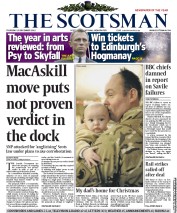 The Scotsman (UK) Newspaper Front Page for 20 December 2012