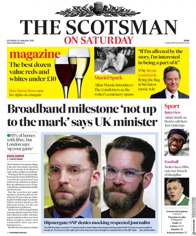 The Scotsman Newspaper Front Page (UK) for 20 January 2018