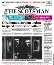 The Scotsman (UK) Newspaper Front Page for 20 January 2021