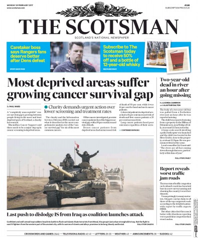 The Scotsman Newspaper Front Page (UK) for 20 February 2017