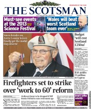 The Scotsman Newspaper Front Page (UK) for 20 March 2013