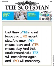 The Scotsman (UK) Newspaper Front Page for 20 June 2016