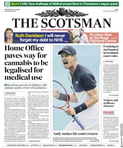 The Scotsman Newspaper Front Page (UK) for 20 June 2018