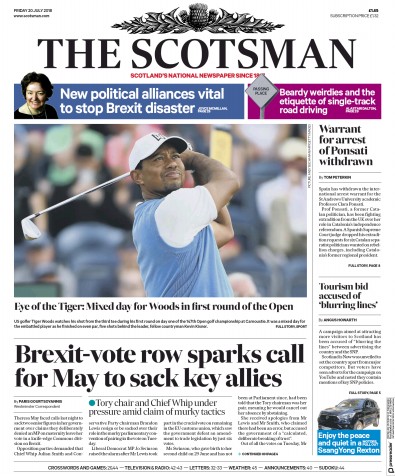 The Scotsman Newspaper Front Page (UK) for 20 July 2018