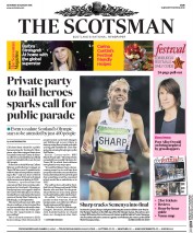 The Scotsman (UK) Newspaper Front Page for 20 August 2016