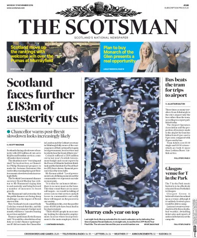 The Scotsman Newspaper Front Page (UK) for 21 November 2016