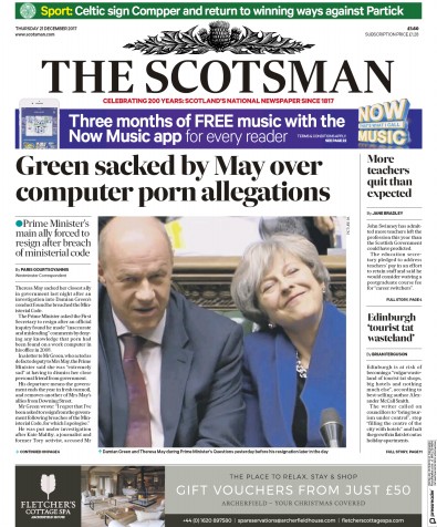 The Scotsman Newspaper Front Page (UK) for 21 December 2017