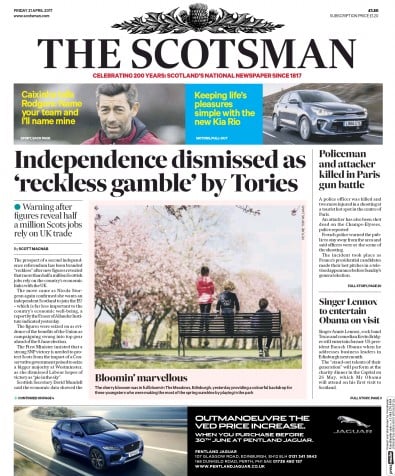 The Scotsman Newspaper Front Page (UK) for 21 April 2017